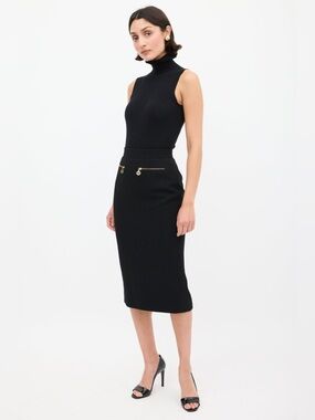 Chanel Medallion Wool Pencil Skirt